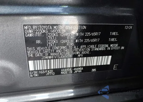 2025 Toyota Rav4 Xle/Woodland Edition from USA, damaged, VIN JTMRWRFV1SJ065028